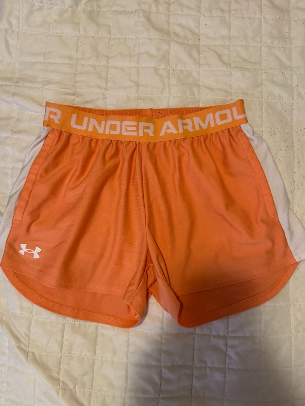 Under Armour Women’s Orange Athletic Shorts with White Panels